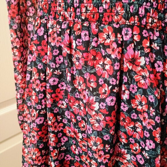 FRANCESCA'S Mi Ami Shimmer Long Sleeve Smocked Dress Black Pink Red sz Small - Picture 5 of 11